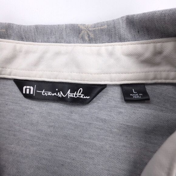 TRAVIS MATHEW In Flight Golf Polo Gray Pam Tree Hawaiian Resort Casual Shirt - Picture 2 of 7